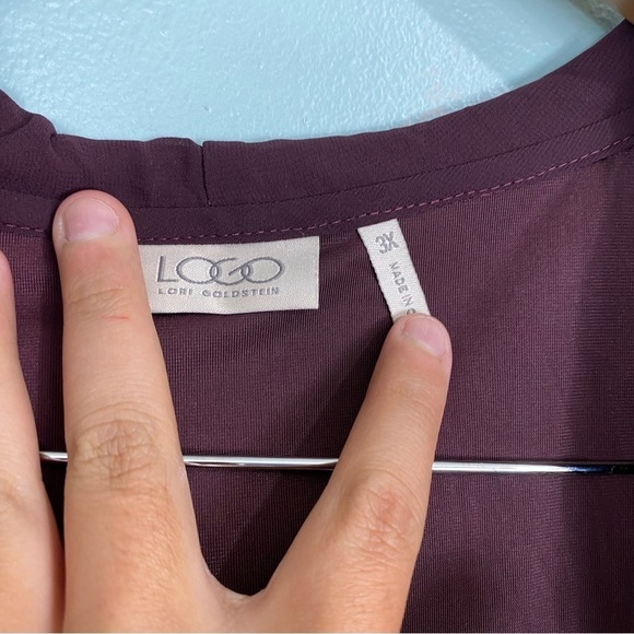 LOGO Lori Goldstein Velvet Purple Hooded Sleeveless Cardigan Sz‎ 3X - Picture 2 of 5